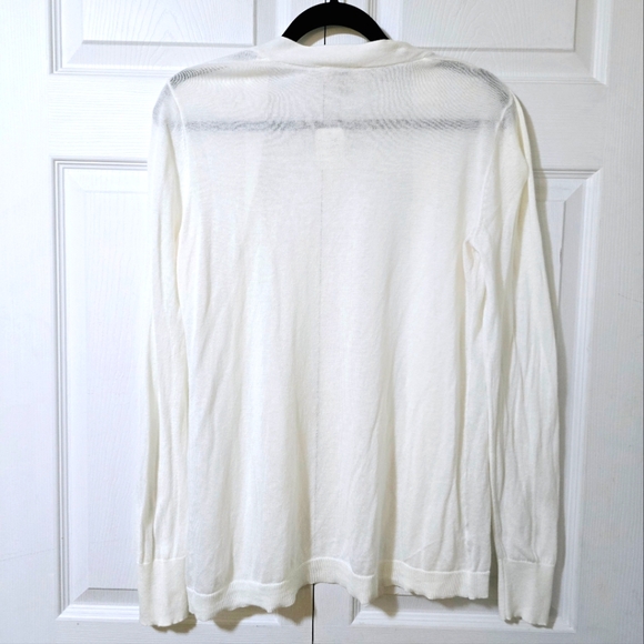 LOFT Women's Size Small Cream Thin Stretchy Open Front Cardigan Sweater - Picture 2 of 2